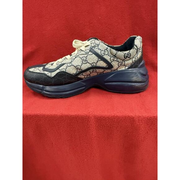 Gucci GG Rhyton Beige Blue Supreme Monogram Sneakers EU 41/ Gucci 7 /US 7.5 main image 11